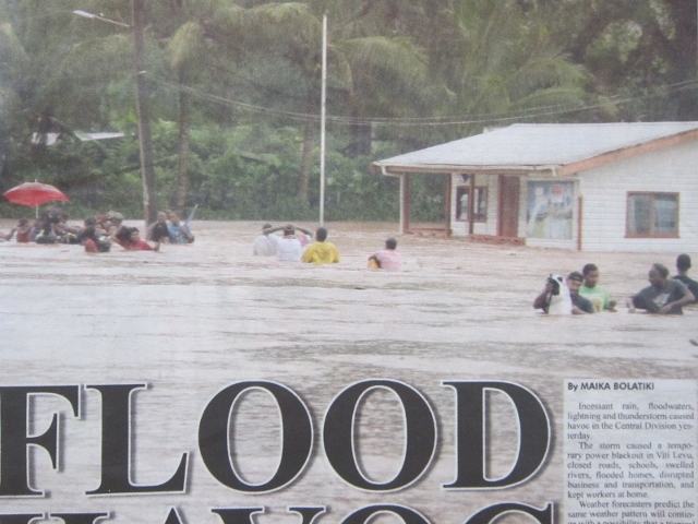 Overstroming in dorp Navua